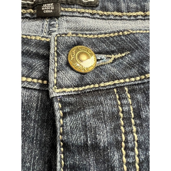 Cato Premium Womens Plus Size 16WP Dark Wash Embroidered Contrast Stitch Jean D4 - Picture 11 of 16